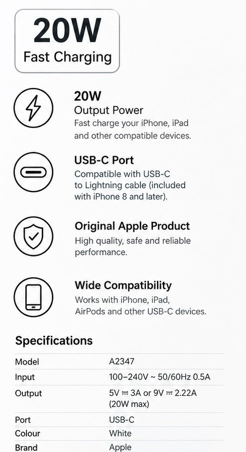 Apple Original 20W USB-C Power Adapter