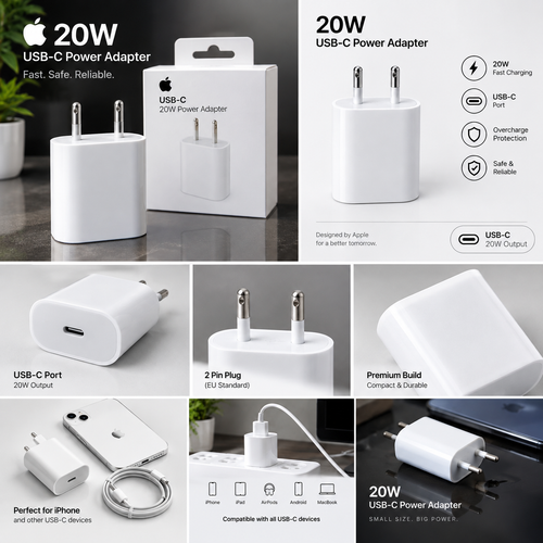 2 Pin 20W C-Adapter 3 Months Replace Warranty