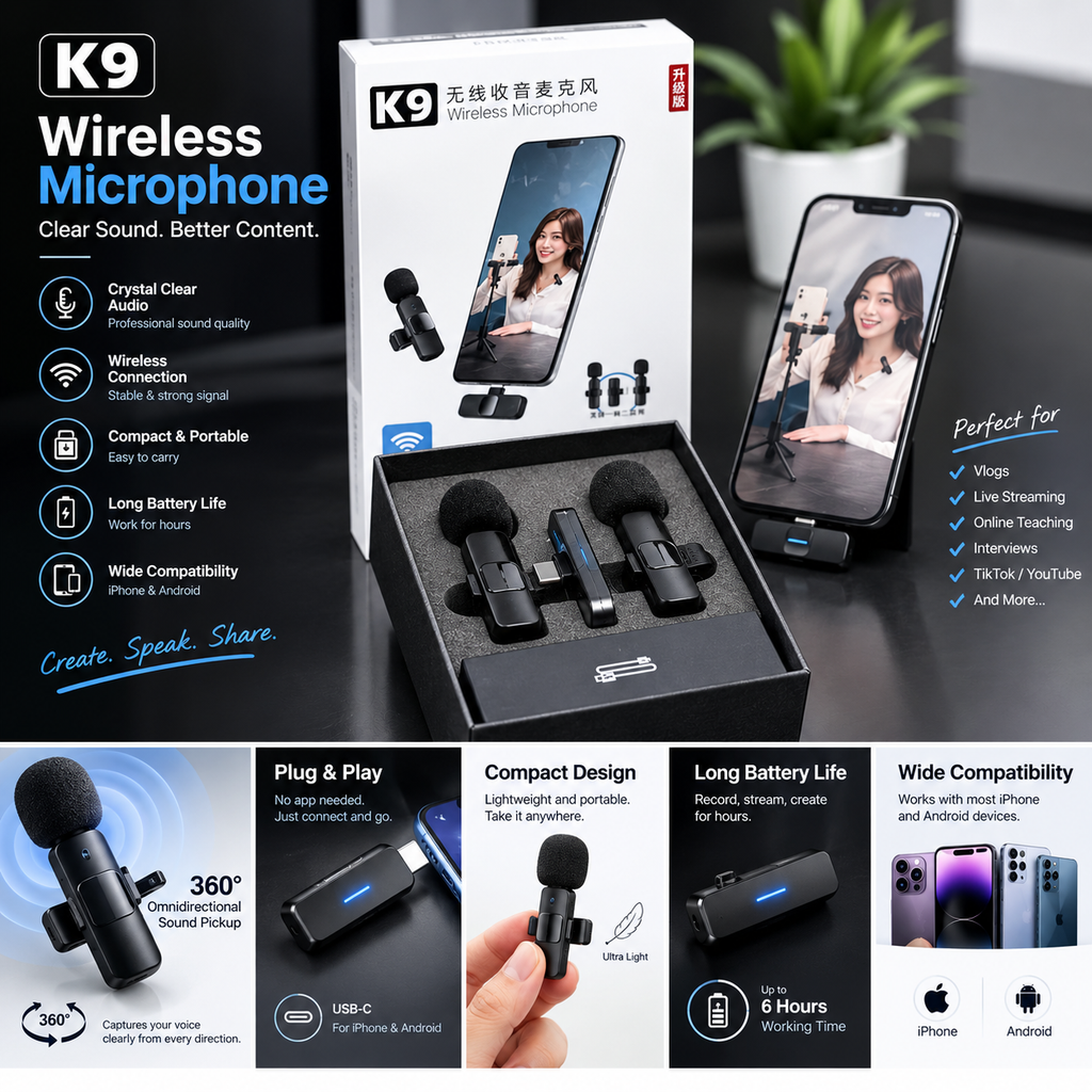 K9 Wireless Duel Microphone