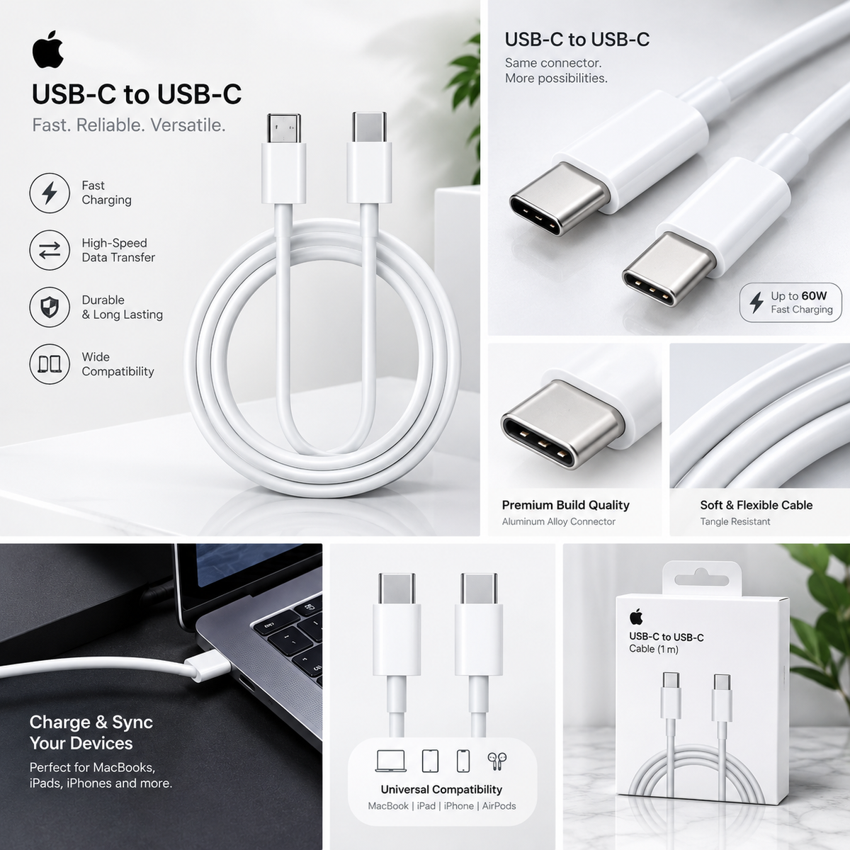 USB-C to USB-C Fast Charging Cable for iPhone
